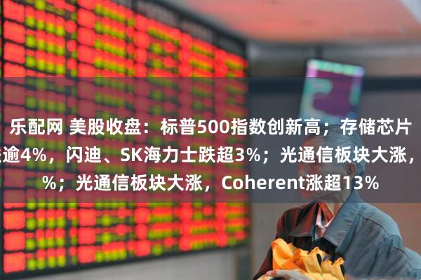 乐配网 美股收盘：标普500指数创新高；存储芯片股普跌，希捷科技跌逾4%，闪迪、SK海力士跌超3%；光通信板块大涨，Coherent涨超13%